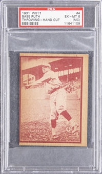 1931 W517 #4 Babe Ruth, Throwing (Hand Cut) - PSA EX-MT 6 (MC)